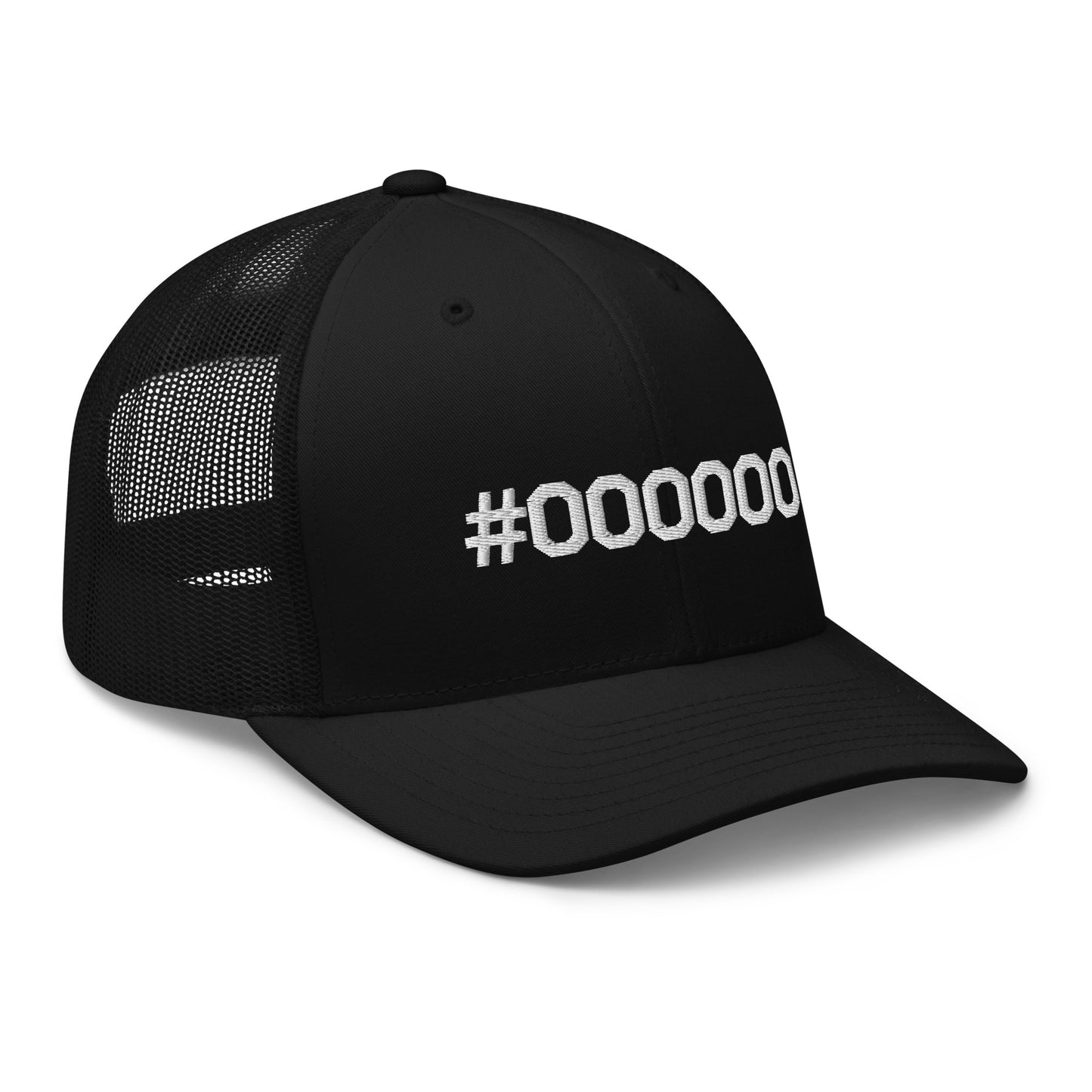 #000000 Embroidered Trucker Cap