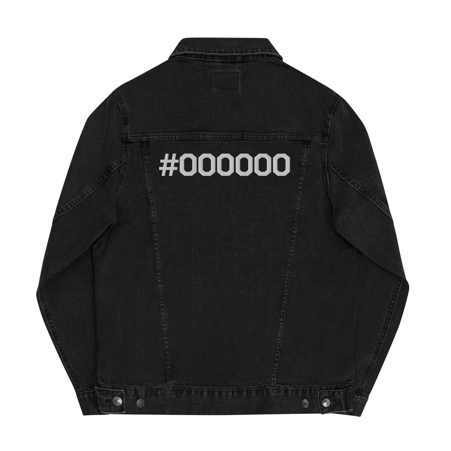 #000000 Embroidered Unisex denim jacket