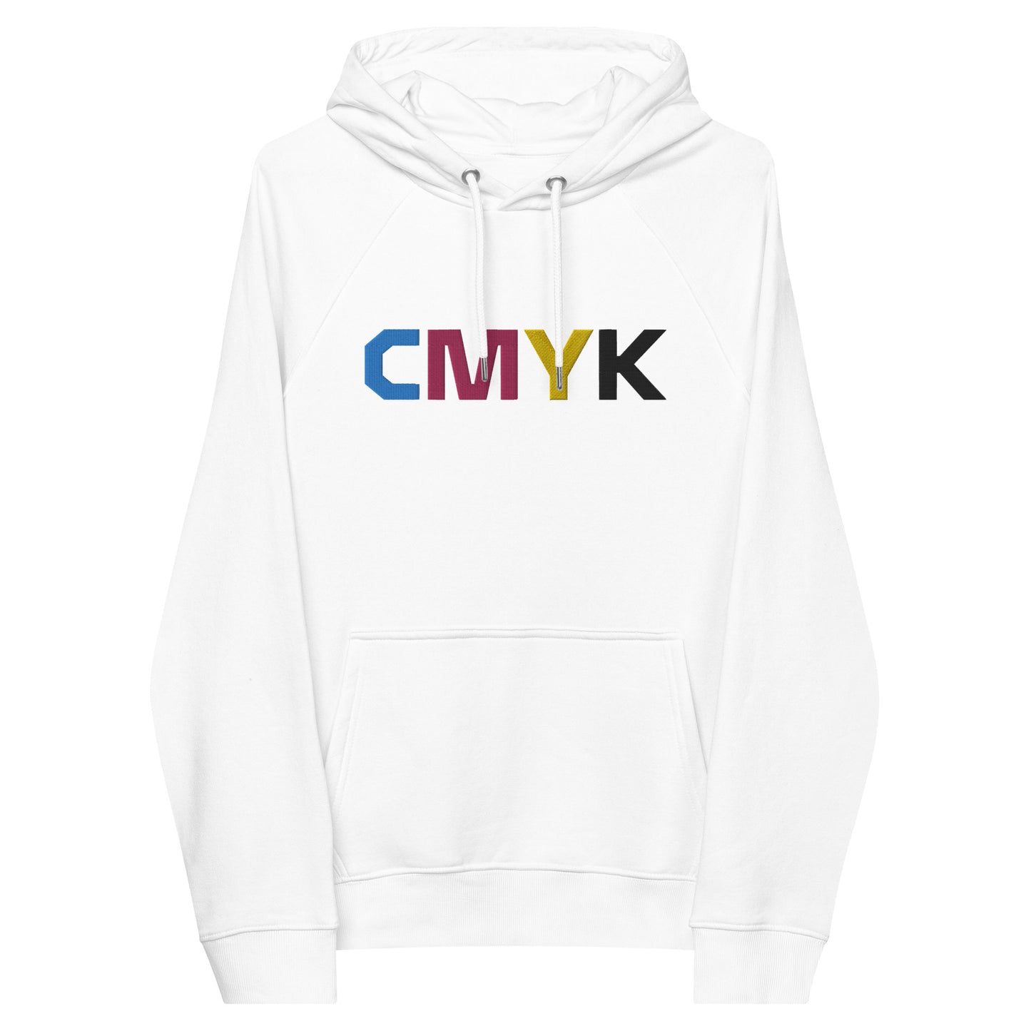 CMYK Large Embroidery Unisex eco raglan hoodie