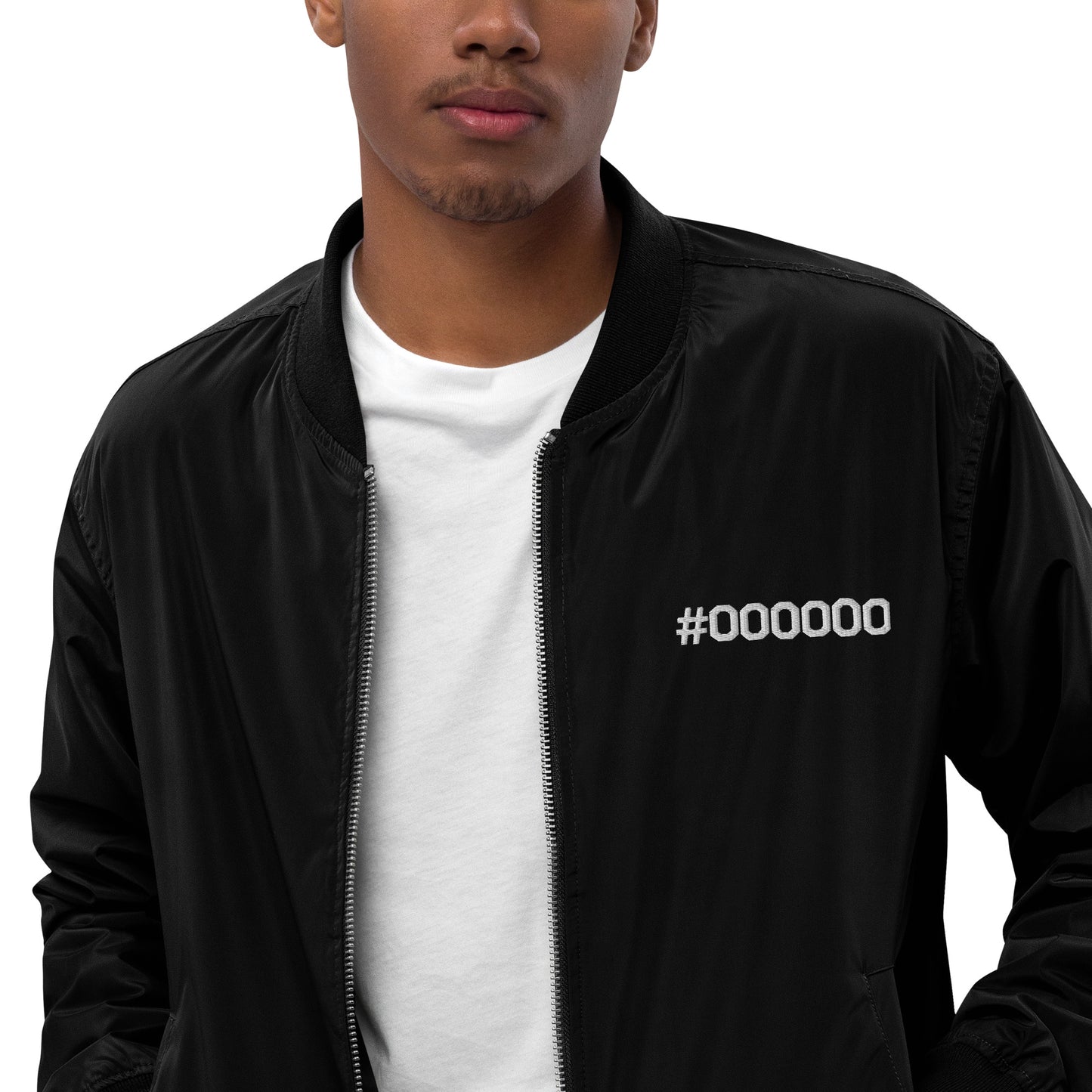#000000 Embroidered Premium recycled bomber jacket
