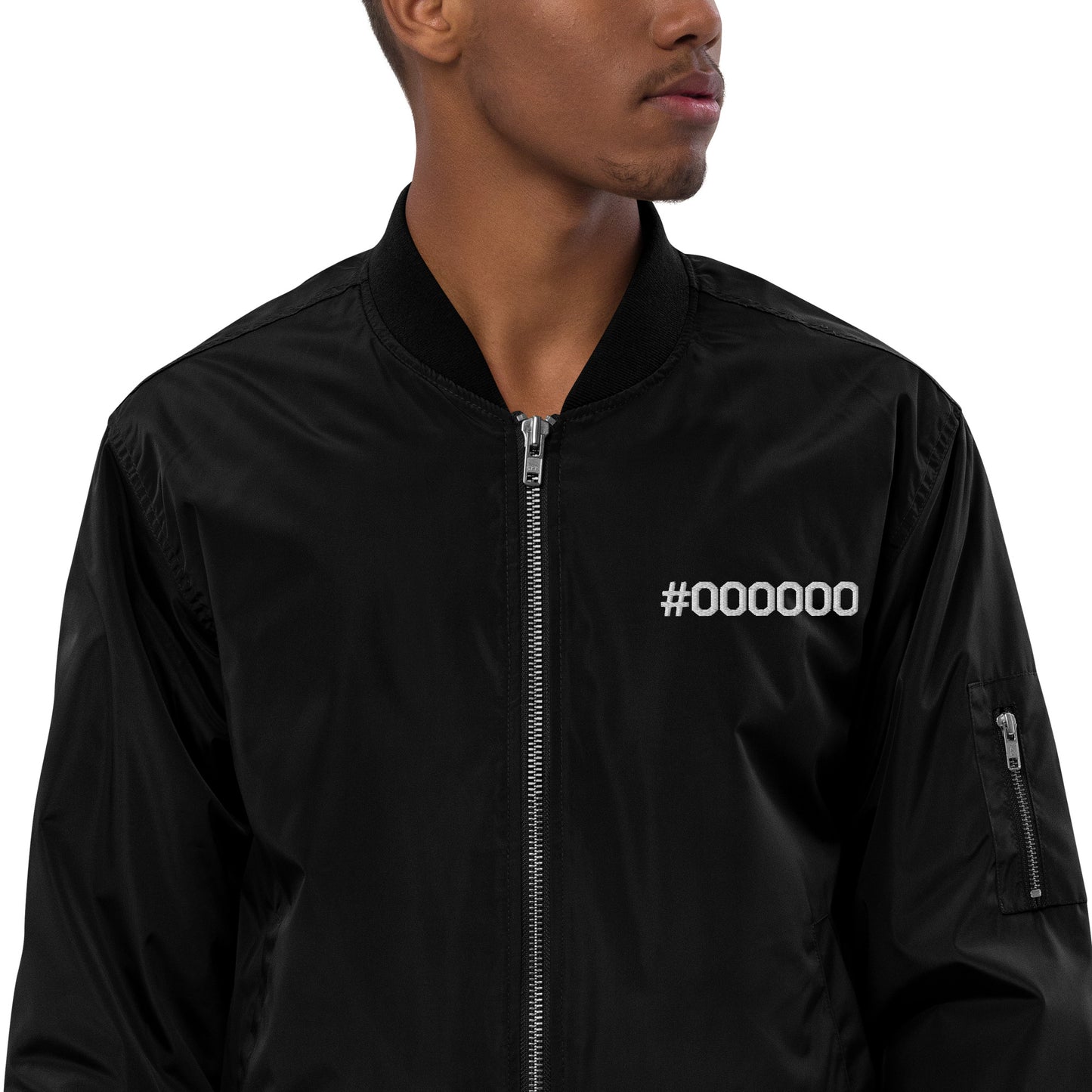 #000000 Embroidered Premium recycled bomber jacket