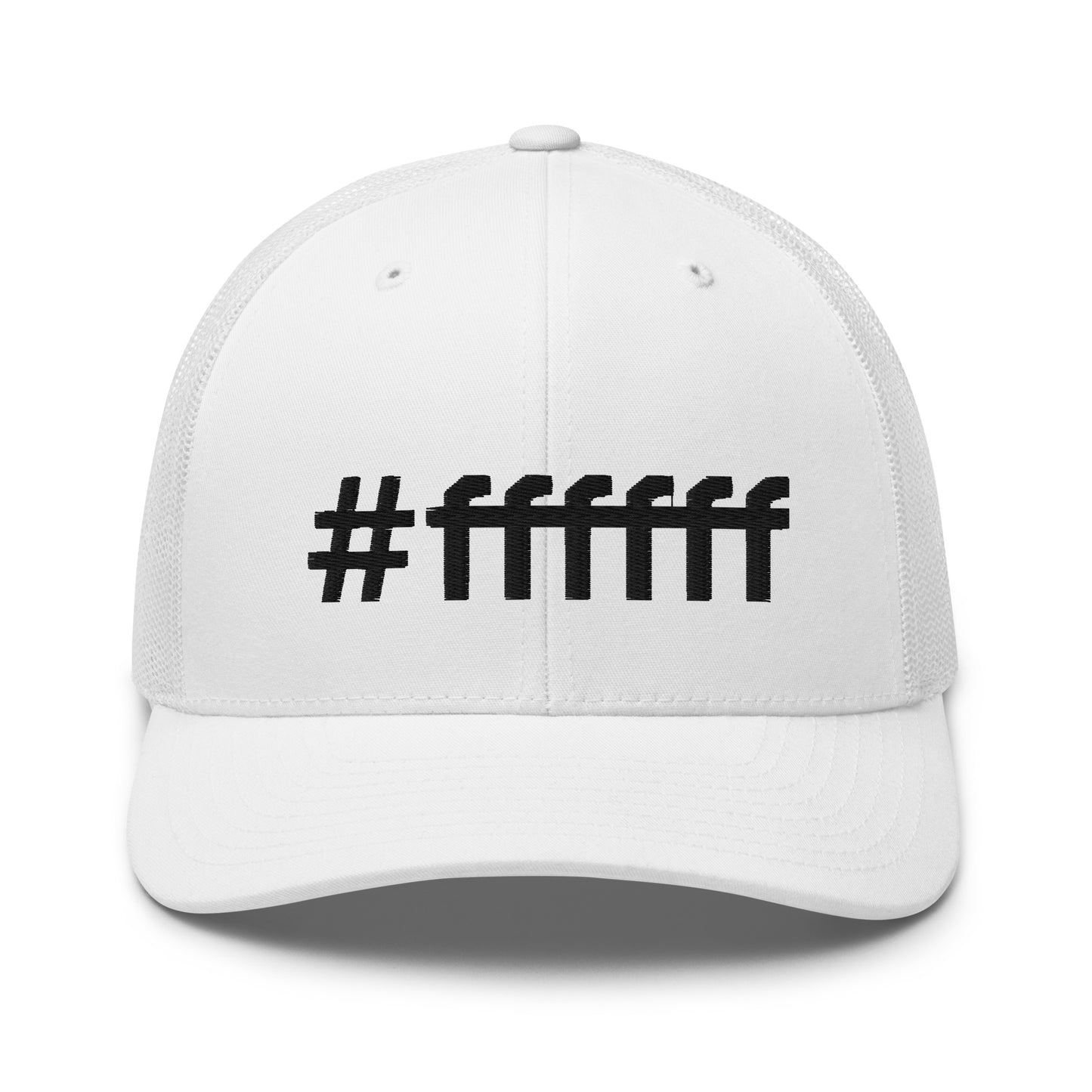 #ffffff Embroidered Trucker Cap