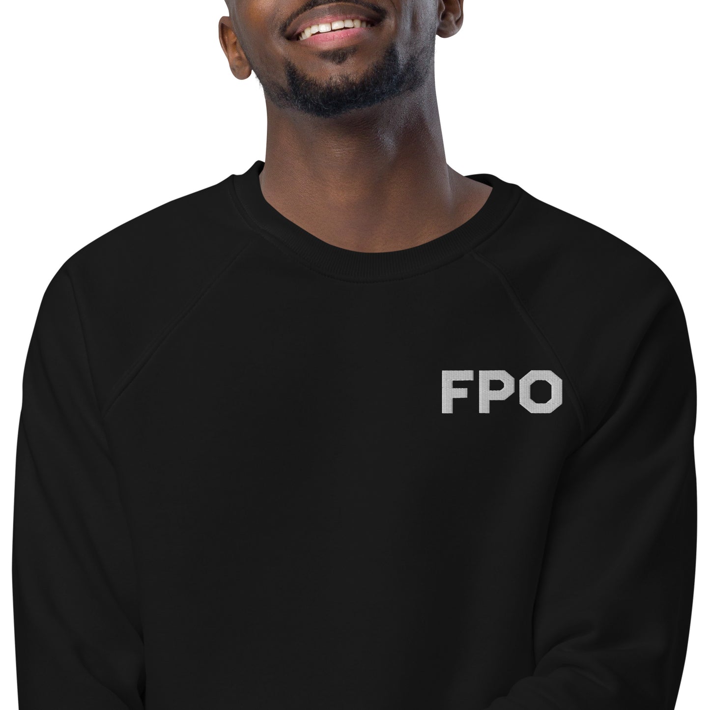FPO Embroidered Unisex organic raglan sweatshirt