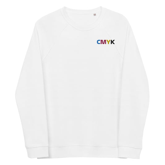 CMYK Embroidered Unisex organic raglan sweatshirt
