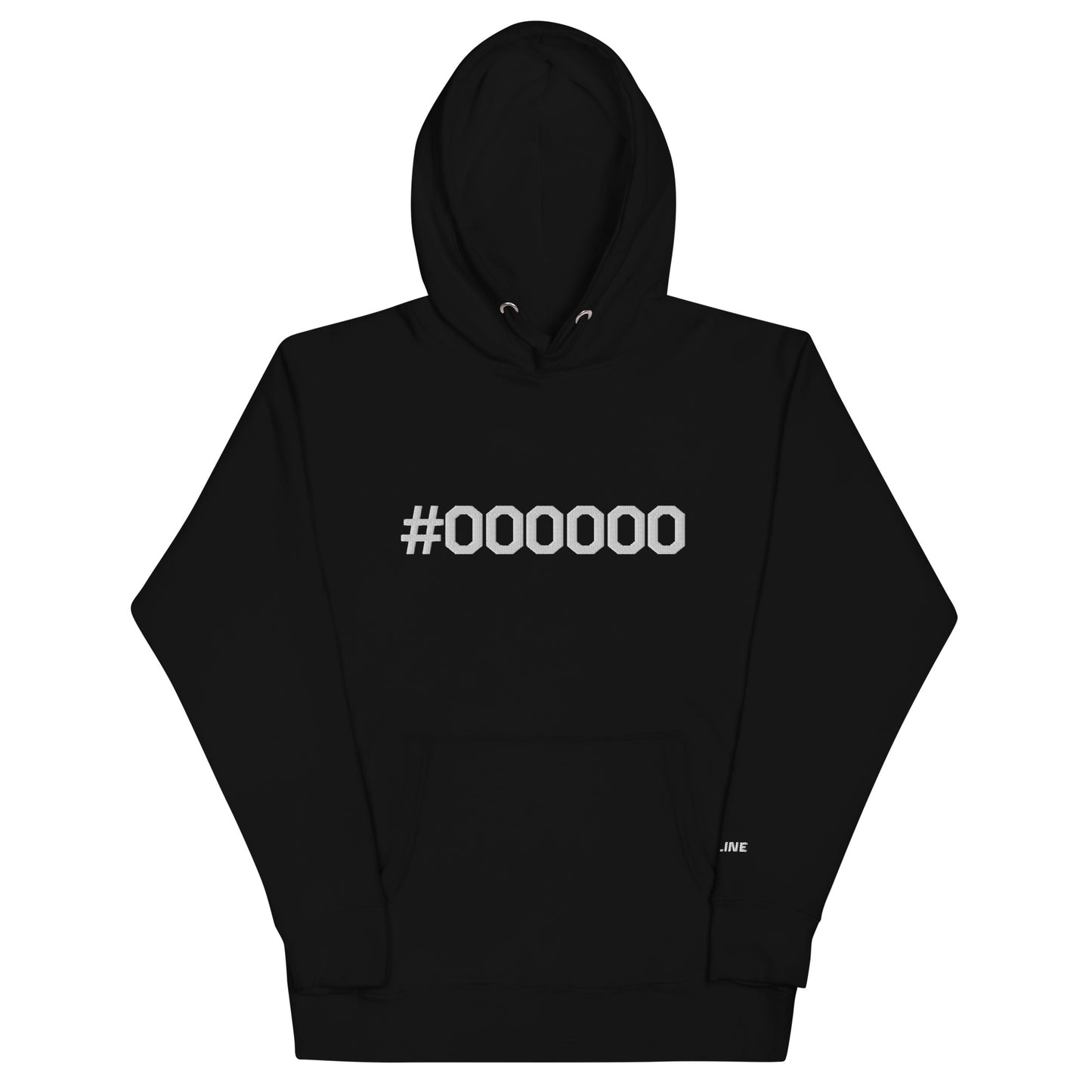 #000000 Large Embroidery Unisex Hoodie