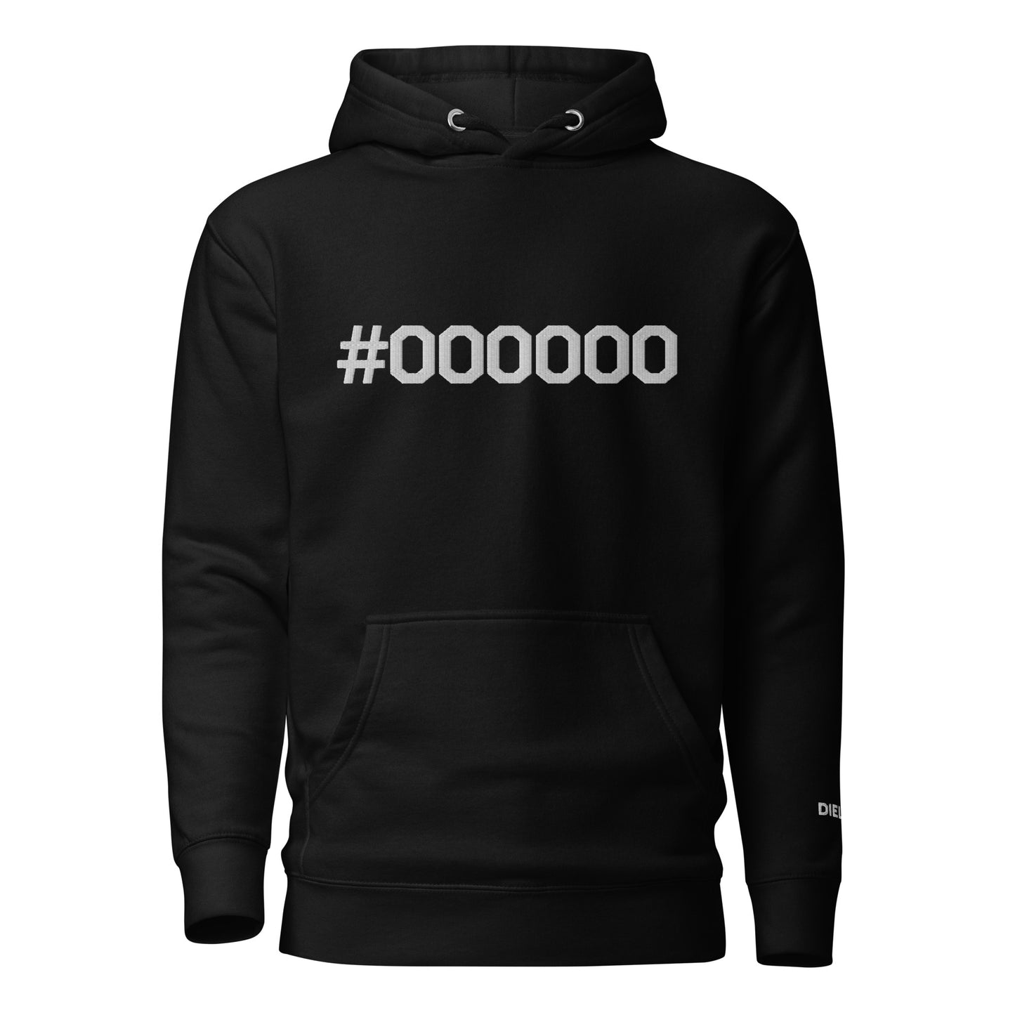 #000000 Large Embroidery Unisex Hoodie