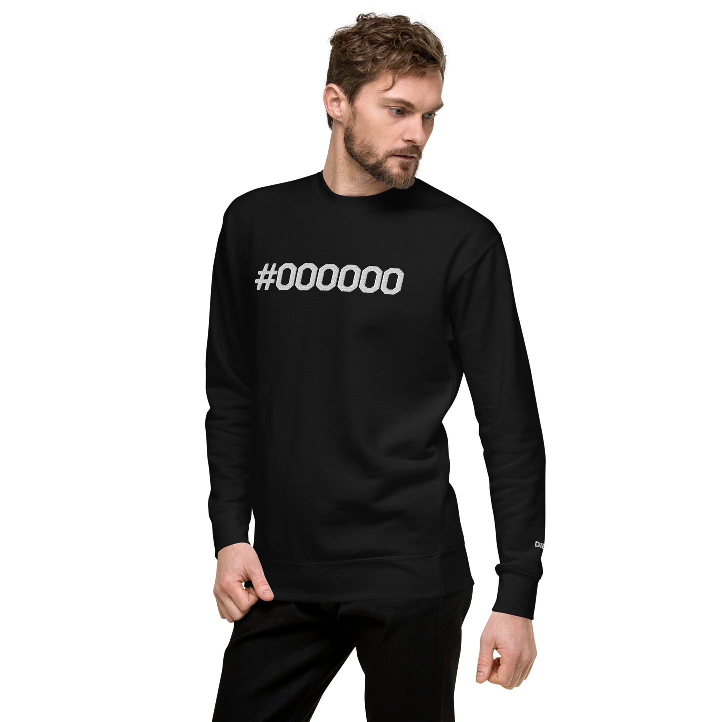 #000000 Large Embroidery Unisex Premium Sweatshirt