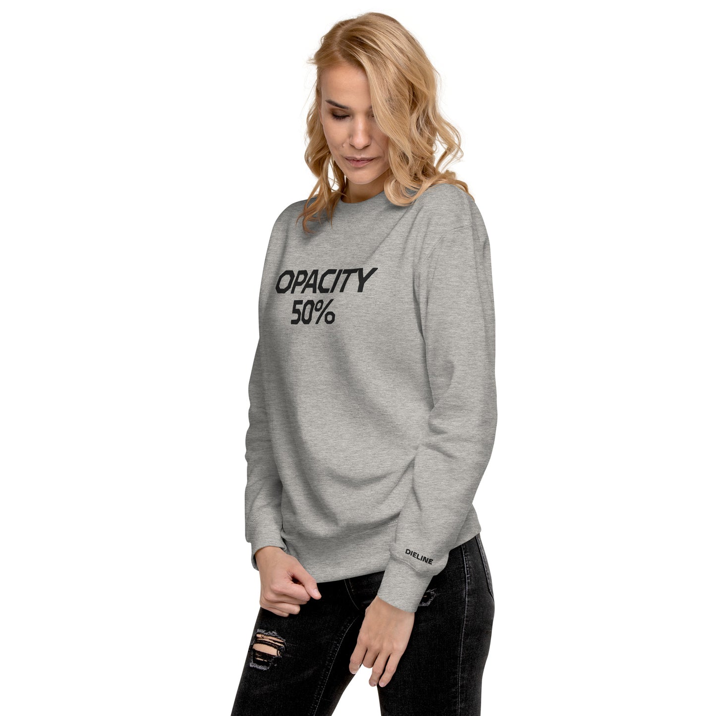 Opacity 50% Large Embroidery Unisex Premium Sweatshirt