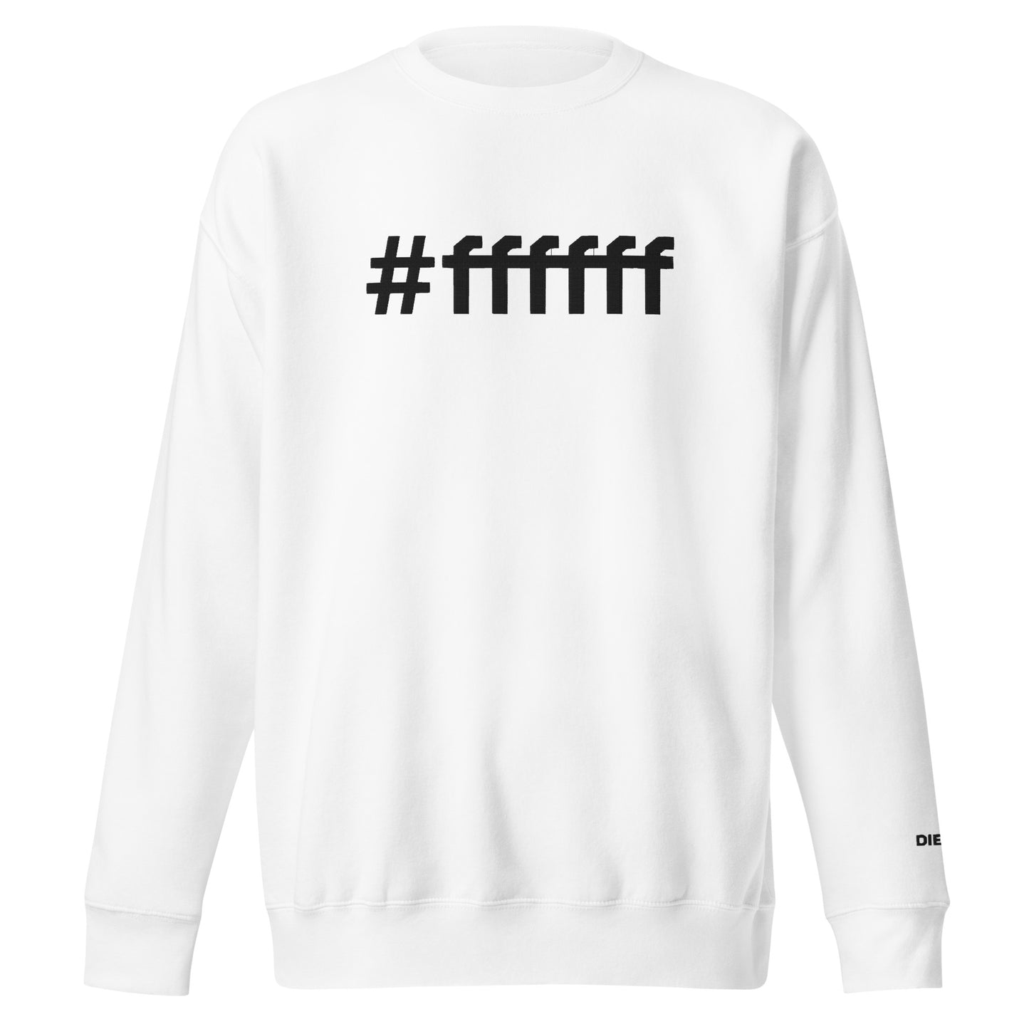 #ffffff Large Embroidery Unisex Premium Sweatshirt