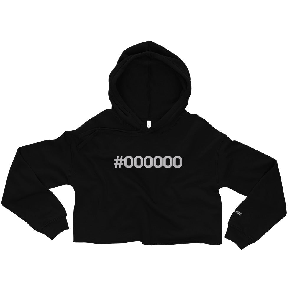 #000000 Large Embroidery Crop Hoodie