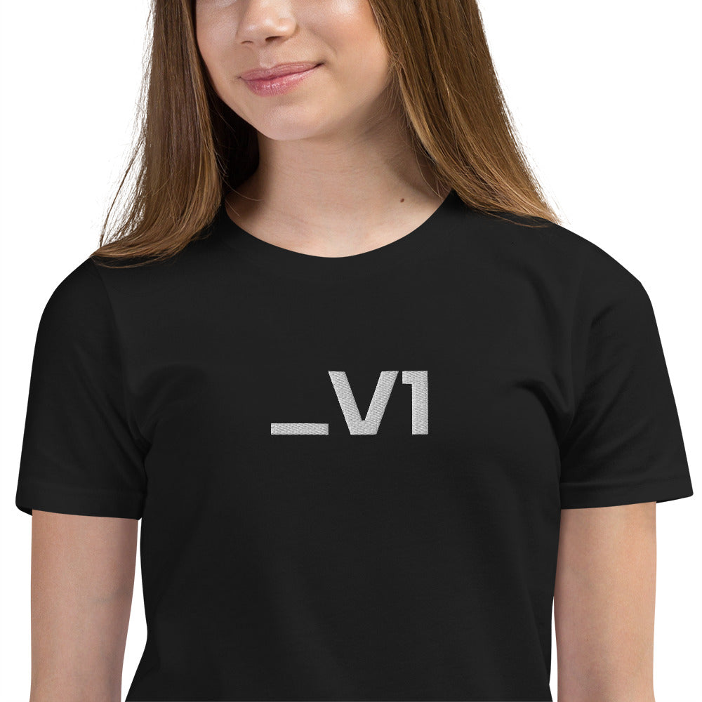 _V1 Embroidered Youth Short Sleeve T-Shirt